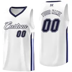 White Navy Classic Mesh Sport Basketball Jersey