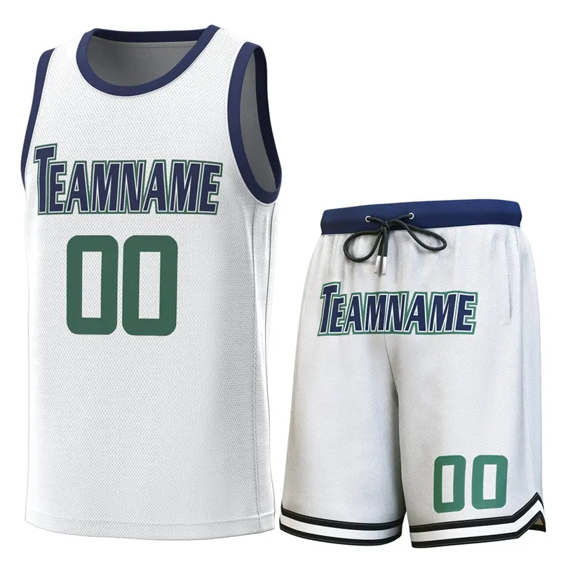White Navy Classic Sets Basketball Jersey