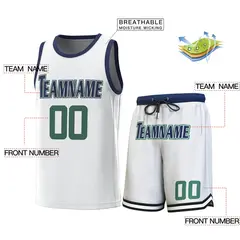 White Navy Classic Sets Basketball Jersey 2