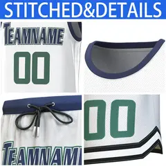 White Navy Classic Sets Basketball Jersey 6