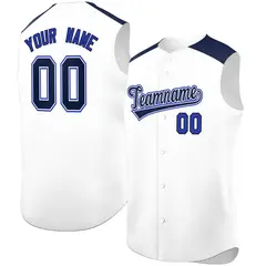 White Navy Classic Sleeveless Baseball Jersey 1
