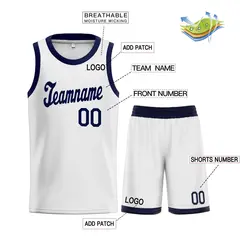 White Navy Classic Sports Uniform Basketball Jersey Sets 3