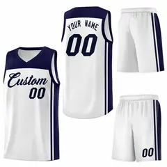 White Navy Classic Sports Uniform Basketball Jersey Sets 6