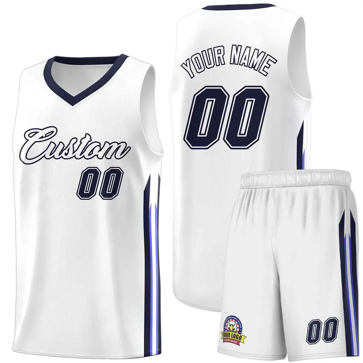 White Navy Classic Sports Uniform Basketball Jersey Sets