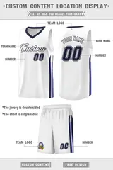 White Navy Classic Sports Uniform Basketball Jersey Sets 2