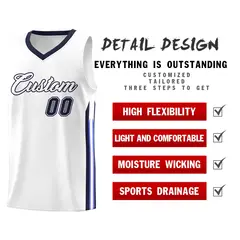 White Navy Classic Sports Uniform Basketball Jersey Sets 5