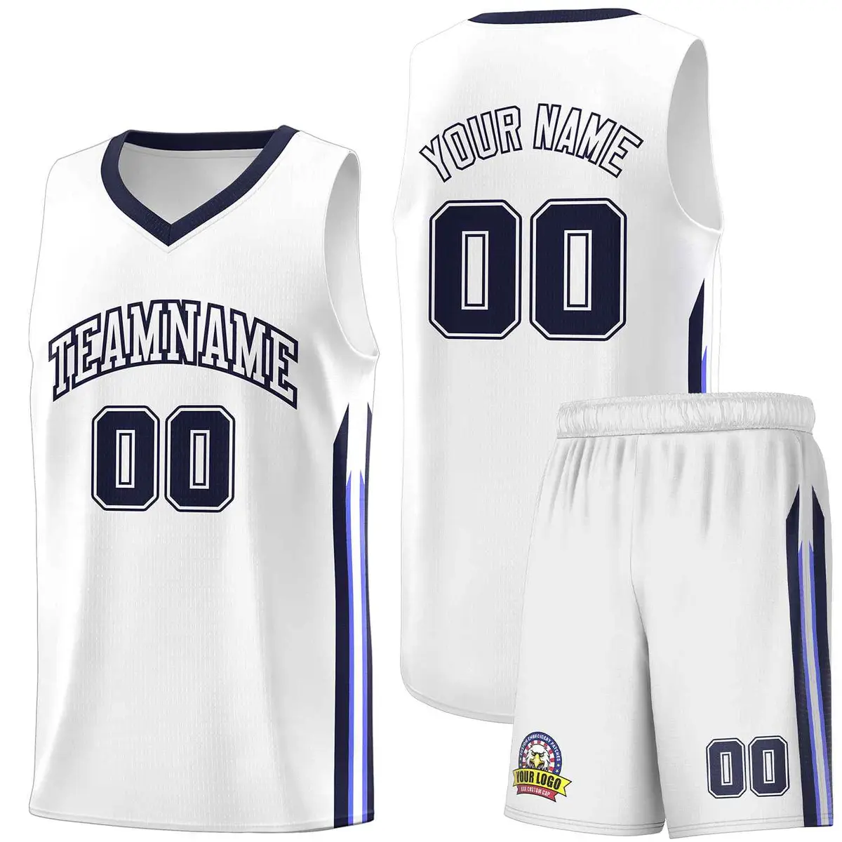 White Navy Classic Sports Uniform Basketball Jersey Sets