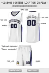 White Navy Classic Sports Uniform Basketball Jersey Sets 2