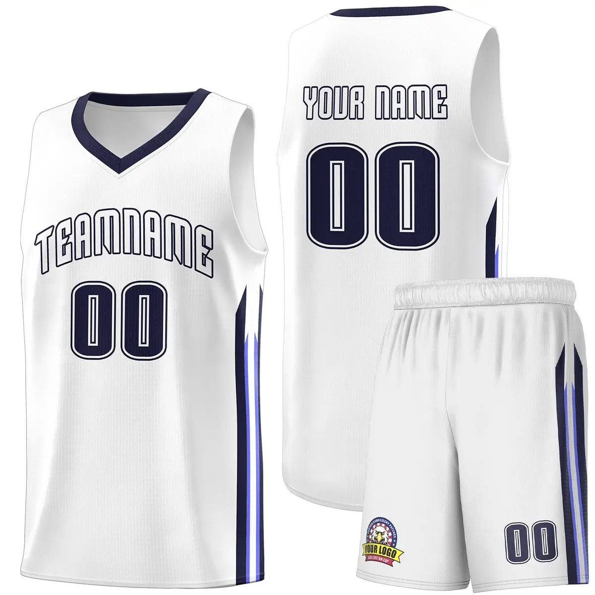 White Navy Classic Sports Uniform Basketball Jersey Sets