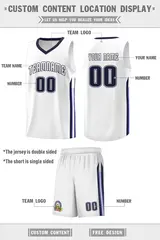 White Navy Classic Sports Uniform Basketball Jersey Sets 2