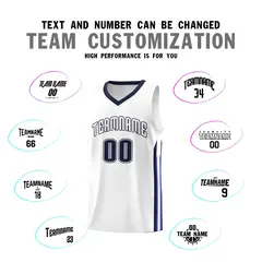 White Navy Classic Sports Uniform Basketball Jersey Sets 4