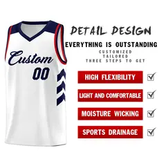 White Navy Classic Sports Uniform Basketball Jersey Sets 5