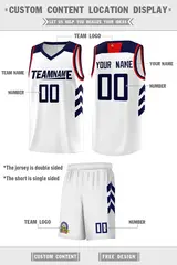 White Navy Classic Sports Uniform Basketball Jersey Sets 2
