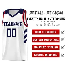 White Navy Classic Sports Uniform Basketball Jersey Sets 5