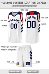 White Navy Classic Sports Uniform Basketball Jersey Sets 2