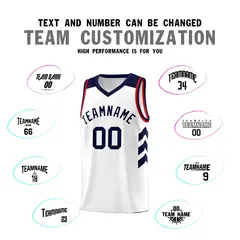 White Navy Classic Sports Uniform Basketball Jersey Sets 4