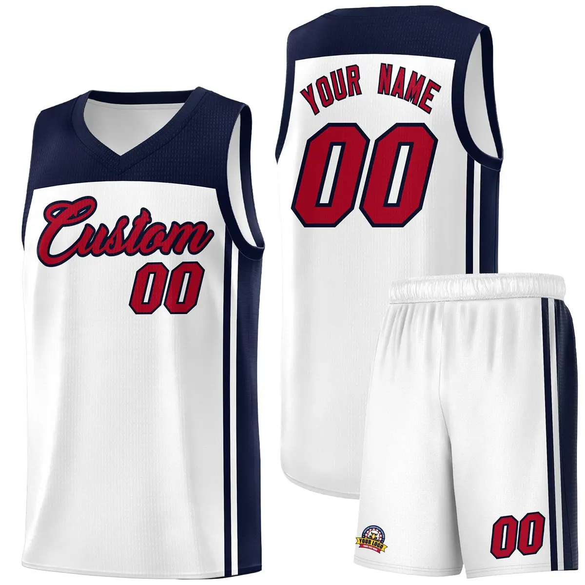 White Navy Classic Sports Uniform Basketball Jersey Sets