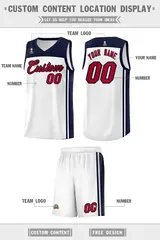 White Navy Classic Sports Uniform Basketball Jersey Sets 5