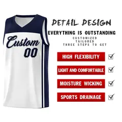 White Navy Classic Sports Uniform Basketball Jersey Sets 2