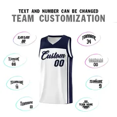 White Navy Classic Sports Uniform Basketball Jersey Sets 4