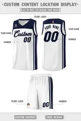 White Navy Classic Sports Uniform Basketball Jersey Sets 5