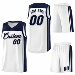 White Navy Classic Sports Uniform Basketball Jersey Sets 6