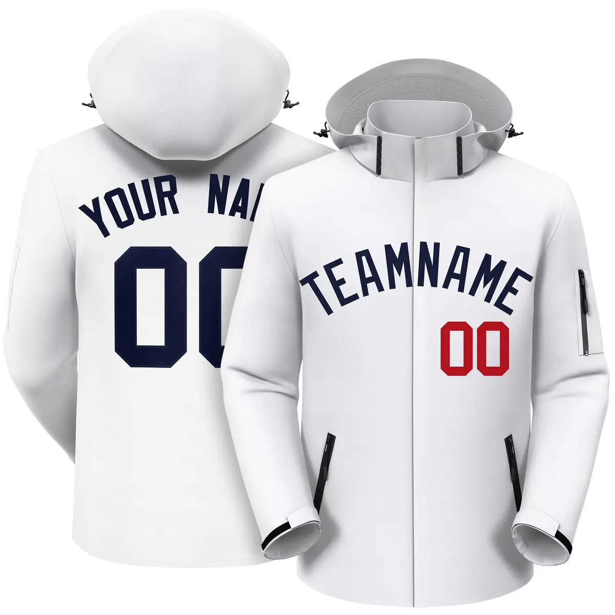 White Navy Classic Style Waterproof Jacket