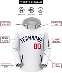 White Navy Classic Style Waterproof Jacket 2