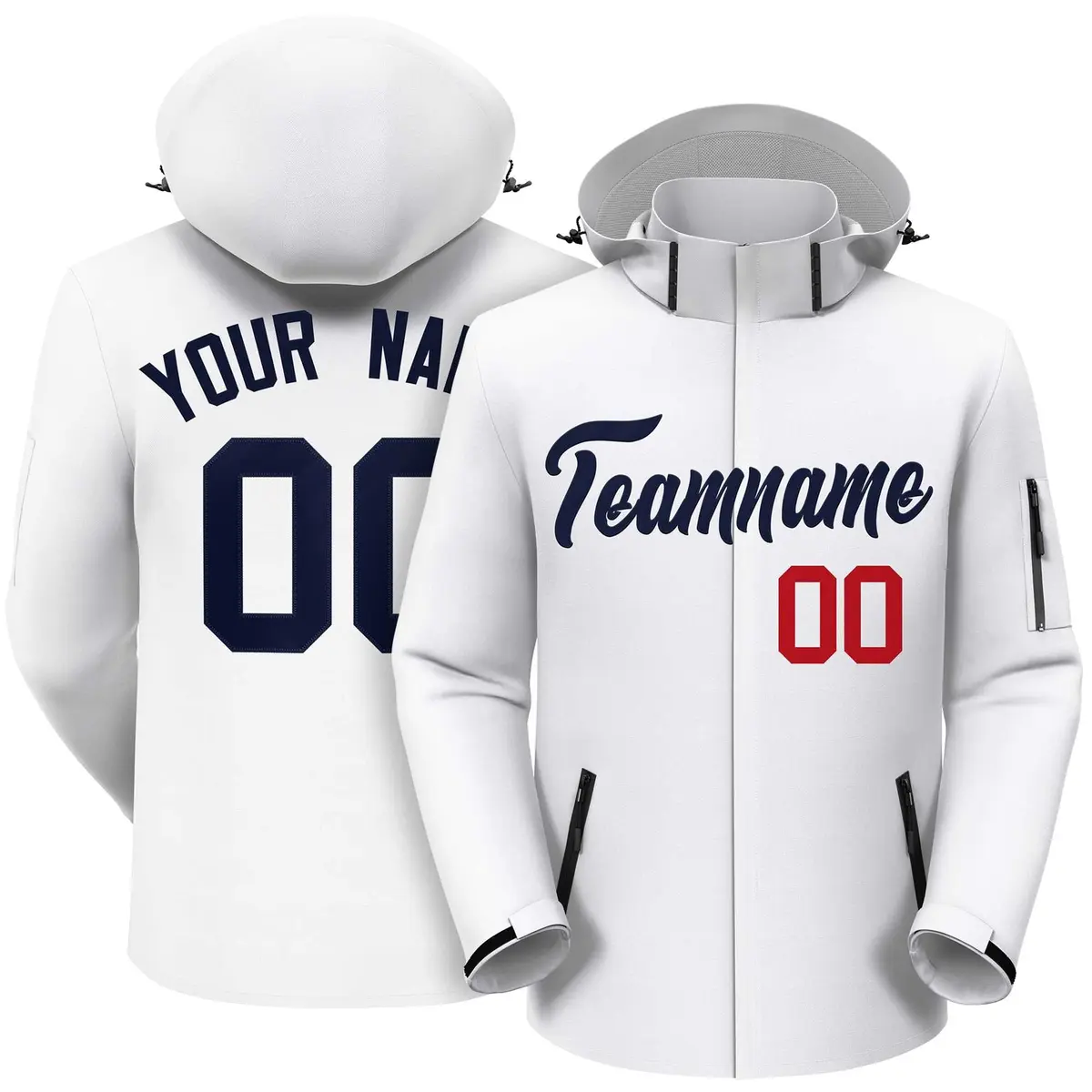 White Navy Classic Style Waterproof Jacket
