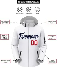 White Navy Classic Style Waterproof Jacket 2