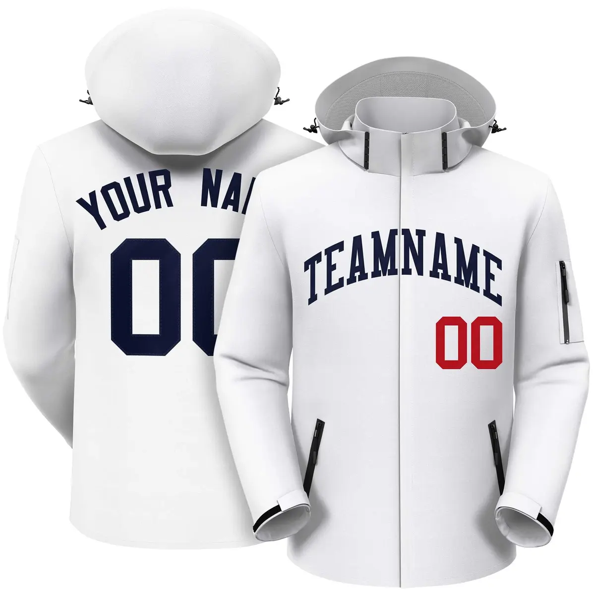 White Navy Classic Style Waterproof Jacket