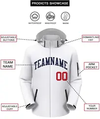 White Navy Classic Style Waterproof Jacket 2