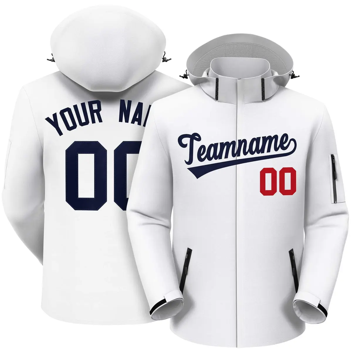 White Navy Classic Style Waterproof Jacket