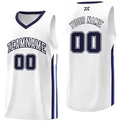 White Navy Classic Tops Mesh Bull Basketball Jersey