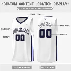 White Navy Classic Tops Mesh Bull Basketball Jersey 2