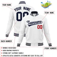 White Navy Classic Varsity Full-Snap Letterman Jacket 4