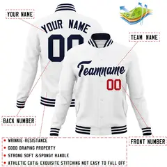 White Navy Classic Varsity Full-Snap Letterman Jacket 4