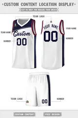 White Navy Color Block Basketball Team Jersey 2