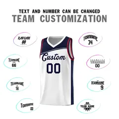White Navy Color Block Basketball Team Jersey 3