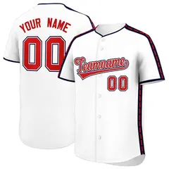 White Navy Color Block Side Dotted Line Baseball Jersey 1