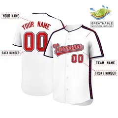 White Navy Color Block Side Dotted Line Baseball Jersey 2