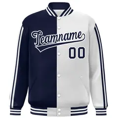 White Navy Color Block Varsity Baseball Bomber Jacket 3