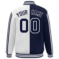 White Navy Color Block Varsity Baseball Bomber Jacket 4