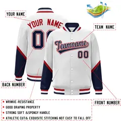 White Navy Color Block Varsity Letterman Baseball Jacket 2
