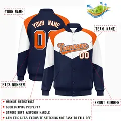 White Navy Color Block Varsity Letterman Jacket 2