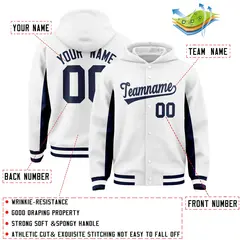 White Navy Color Block Varsity Letterman Jacket Hoodie 4