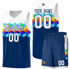 White Navy Colorful Basketball Jersey Sets