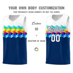White Navy Colorful Basketball Jersey Sets 2