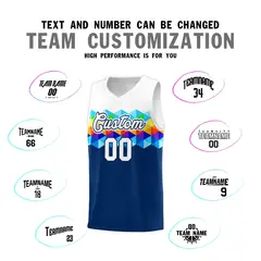 White Navy Colorful Basketball Jersey Sets 3