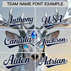 White Navy Deer Graffiti Pattern Baseball Jersey 3